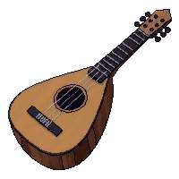 wooden lute  engraved with vines
