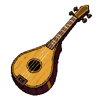 wooden lute  gold inlaid