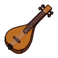 wooden lute  ribbon tied