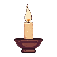 single candle in holder  with white holy flame
