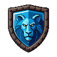 tower shield  with blue lion emblem