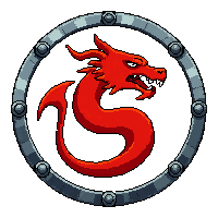 viking round shield  with red dragon emblem