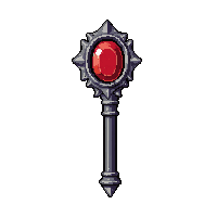 void shadow staff  topped with red ruby gem
