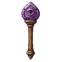 wizard wooden staff  topped with eye carving