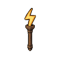 wizard wooden staff  topped with lightning bolt