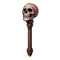 wizard wooden staff  topped with skull