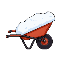 wheelbarrow  covered in snow