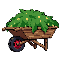 wheelbarrow  covered in vines