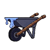 wheelbarrow  dripping with water