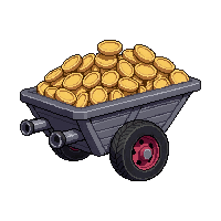 wheelbarrow  loaded with gold coins