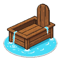 wooden barrel raft  dripping with water