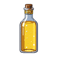 tall golden potion bottle narrow neck jeweled cap