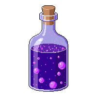 tall purple potion bottle narrow neck cork