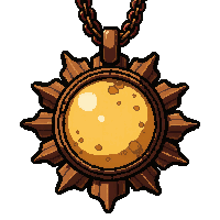 sun rayed amulet  rusted broken