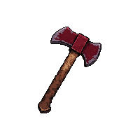 lumberjack splitting axe  blood stained battle worn