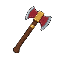 lumberjack splitting axe  gold trimmed royal