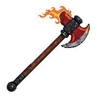 single bladed hand axe  fire enchanted molten