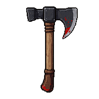 throwing tomahawk  blood stained battle worn