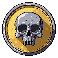 iron coin  stamped with skull