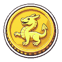 magical glowing coin  stamped with dragon