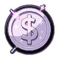 silver coin  magical glowing aura