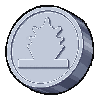 silver coin  stamped with eye