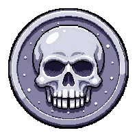 silver coin  stamped with skull