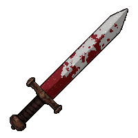 straight dirk dagger  blood stained battle worn