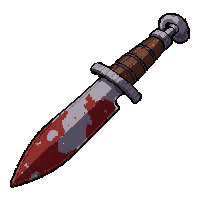 throwing knife  blood stained battle worn