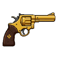 revolver six shooter  gold trimmed royal