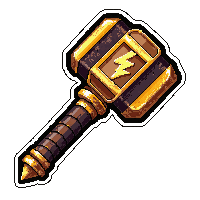 ornate ceremonial hammer  lightning charged crackling