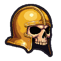 skull death knight helm  gold trimmed royal