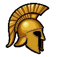 spartan crested helmet  gold trimmed royal