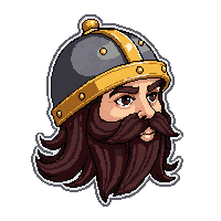 viking bearded helm  gold trimmed royal