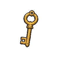 golden ornate key  rusted broken