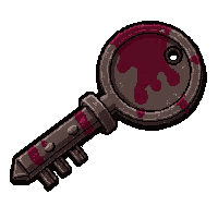 large iron key  blood stained battle worn