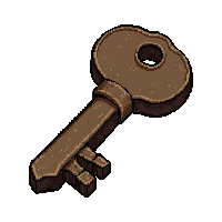large iron key  rusted broken