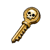 silver skeleton key  gold trimmed royal