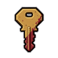 small brass key  blood stained battle worn