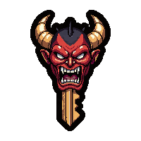 small brass key  demonic infernal