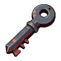spiked iron key  rusted broken