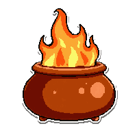 orange fire potion  wide cauldron pot