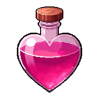 pink love potion  heart shaped bottle