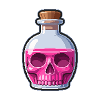 pink love potion  skull shaped bottle
