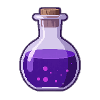 purple shadow potion  glowing radiantly
