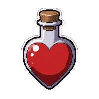 red health potion  heart shaped bottle