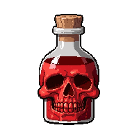 red health potion  skull shaped bottle