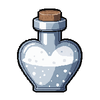 white holy potion  heart shaped bottle