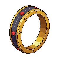 rune engraved iron ring  gold trimmed royal