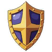 spiked combat shield  gold trimmed royal